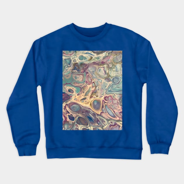 Acrylic pour Blue purple Torquoise Crewneck Sweatshirt by TheMonkeyKingArts